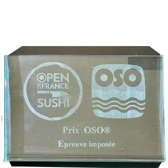 Trophée en verre gravé « Prix OSO, épreuve imposée »